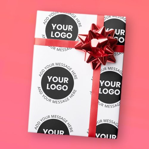 Business Logo  Editable Text  White  Black Wrapping Paper