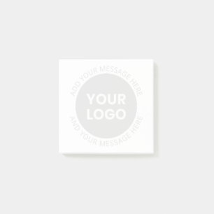 Business Logo & Editable Text White & Grey Post-it Notes
