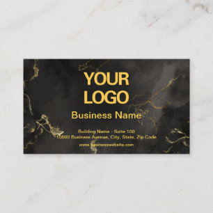 Business Logo Elegant Black and Gold Marble Business Card