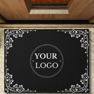Business Logo Elegant Border Black Promotional  Doormat