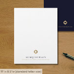 Business Logo Elegant Luxury Letterhead<br><div class="desc">A luxurious custom business letterhead template in a modern style that can be easily updated with your company logo and letterhead footer including your company's name and tagline. The solid blue back features a smaller logo with space for your website address, telephone, email or any other information including social media...</div>
