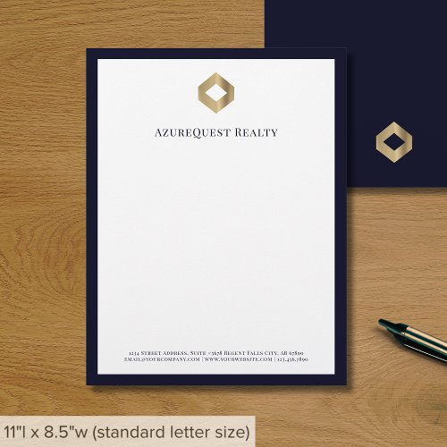 Business Logo Elegant Luxury Navy Border Letterhead