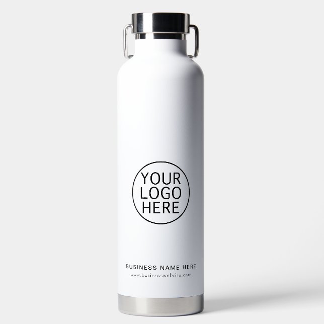 Business Logo Elegant Minimalist Custom Water Bottle (Front)
