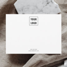 Business Logo Elegant Minimalist White Note Card
