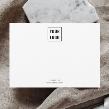Business Logo Elegant Minimalist White Note Card by CrispinStore at Zazzle