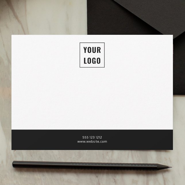 Business Logo Elegant Minimalsit Black White Note Card (Creator Uploaded)