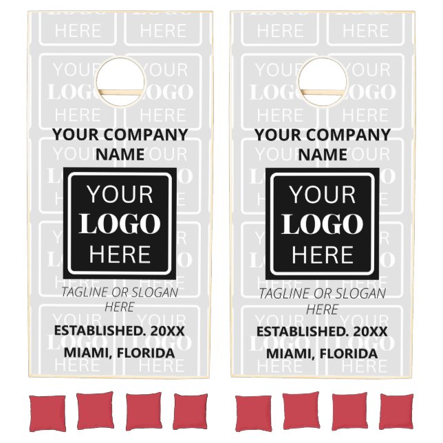Business Logo Elegant Simple Branded Cornhole Set (Set)