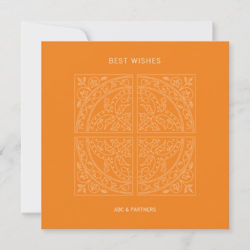 Business Logo Elegant Tile Orange Birthday Card