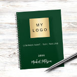 Business logo emerald green name script 2026 planner<br><div class="desc">A stylish,  classic emerald green background.  Personalize and add your business,  company logo,  a text,  year and personal name.  If you want it without text,  use your back-space key to delete.</div>