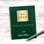 Business logo emerald green name script planner<br><div class="desc">A stylish,  classic emerald green background.  Personalize and add your business,  company logo,  a text,  year and personal name.  If you want it without text,  use your back-space key to delete.</div>