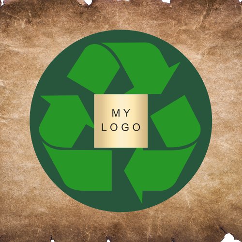 Business logo emerald green recyckling symbol classic round sticker