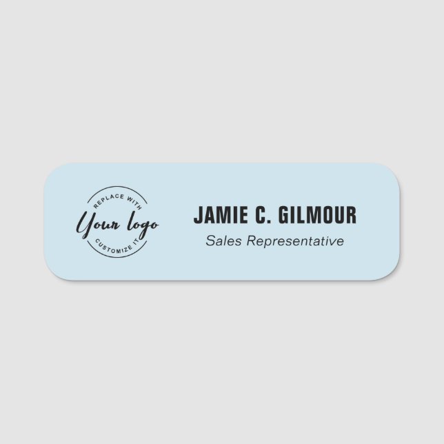 Business logo Employee Custom Blue Name Tag (Front)
