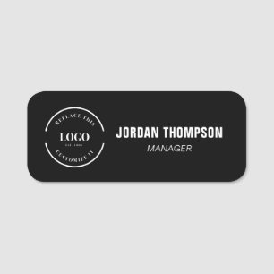 Business logo Employee ID Custom black Name Tag