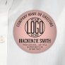Business Logo Employee ID Faux Rose Gold Round Name Tag