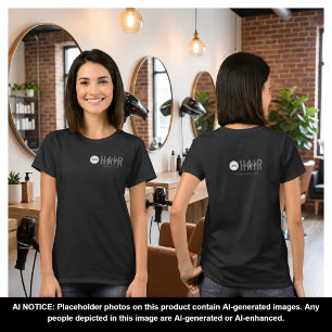 Business Logo Employee Name Black Hair Stylist  T-Shirt