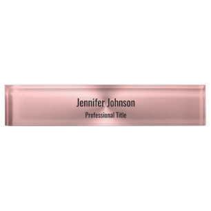Business Logo Employee Name Pink Metal Look Desk Name Plate