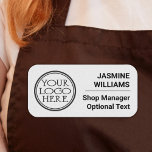 Business logo, employee name position minimalist patch<br><div class="desc">This minimalist patch is ideal for business uniforms, t-shirts, or hats. Easily customizable by adding your logo on the left side, and your name, position, and optional text in black fonts on the right side. For custom requests, please feel free to contact me at zolicestore@hotmail.com (please allow 1-2 working days)...</div>