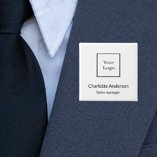 Business logo employee name tag button