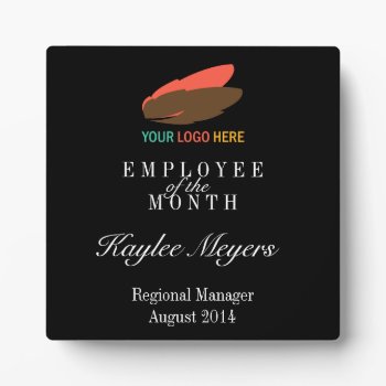 Business Logo Employee Of The Month Award Plaque by logopromogifts at Zazzle