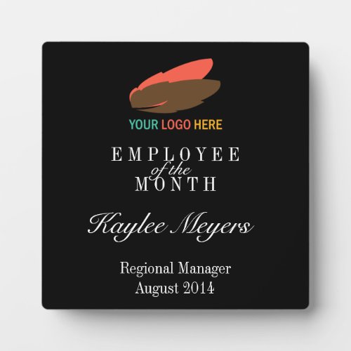 Business logo employee of the month award plaque