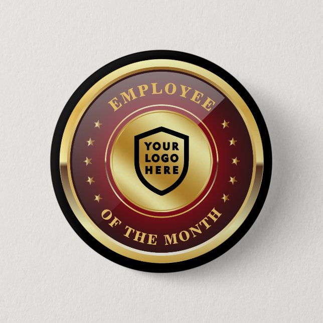 Business Logo | Employee of the Month Gold Stars Button (Front)