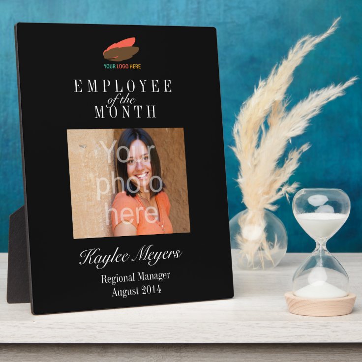 Business logo employee of the month photo award plaque | Zazzle