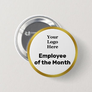 Business Logo Employee of the Month White and Gold Button