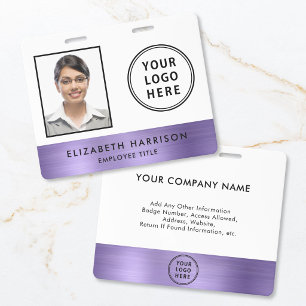 Business Logo Employee Photo ID Purple Badge