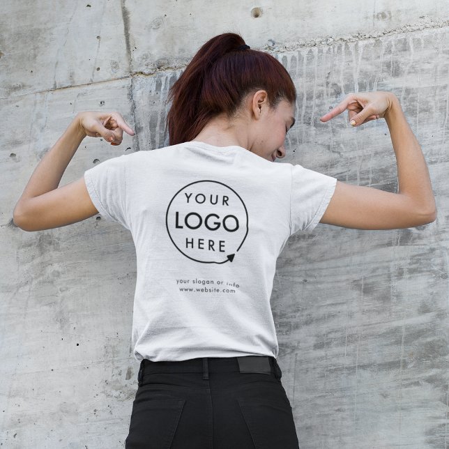 Business Logo Employee Staff Company Back Branded T-Shirt (Minimalist company branded t-shirts for your team apparel employee uniforms or promotional swag.)