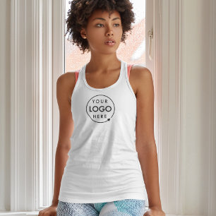 Business Logo Employee Staff Minimalist White Tank Top