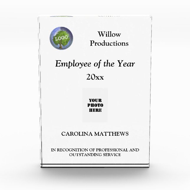 Business Logo Employee Year Acrylic Award (Front)