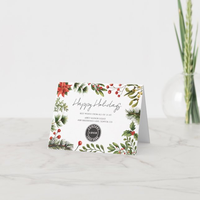 Business Logo Employees Christmas Holiday Card (Front)