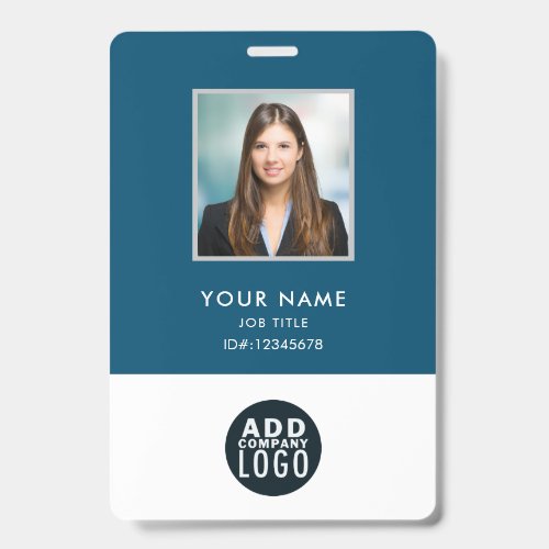 Business Logo Employees Photo with Barcode Custom Badge