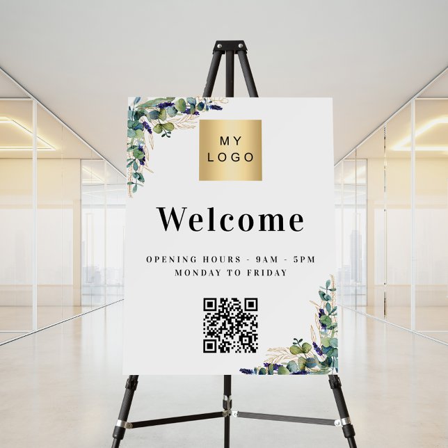 Business logo eucalyptus welcome opening QR code Foam Board (Creator Uploaded)