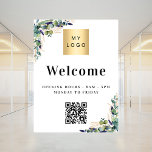 Business Logo Eucalyptus Welcome Opening Qr Code Poster at Zazzle