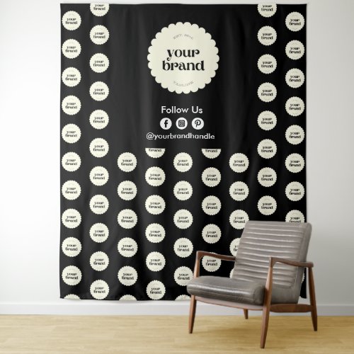 Business Logo Event Step  Repeat Follow Us Black Tapestry
