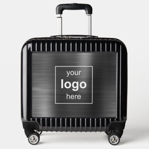 Business Logo Faux Black Metal Professional Luggage