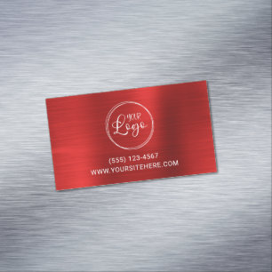 Business Logo Faux Bright Red Foil Card Magnet
