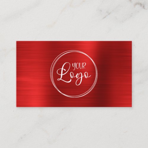 Business Logo Faux Bright Red Ombre Foil Business Card