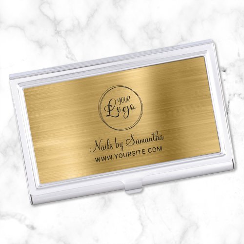 Business Logo Faux Gold Foil Business Card Case