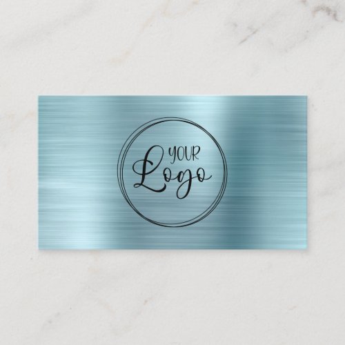 Business Logo Faux Light Blue Ombre Foil Business Card