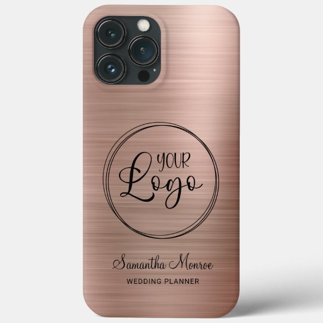 Business Logo Faux Rose Gold Foil Case-Mate iPhone Case (Back)