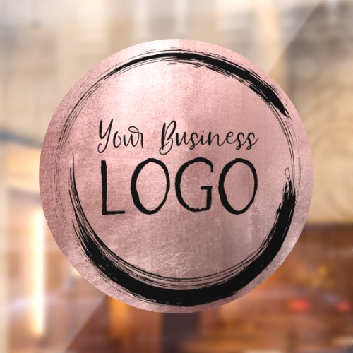 Business Logo Faux Rose Gold Foil Circle Window Cling