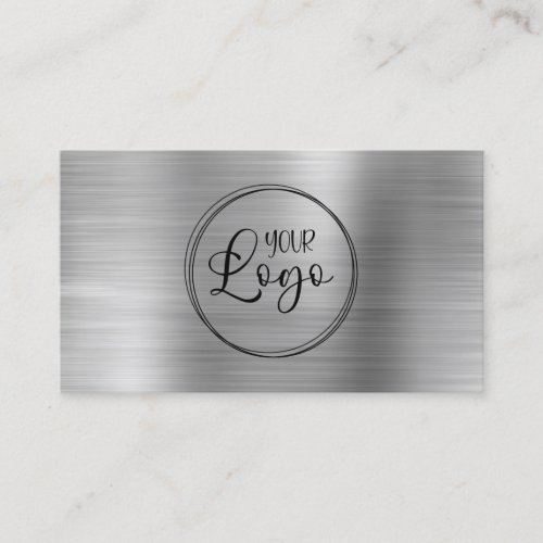 Business Logo Faux Silver Ombre Foil Business Card