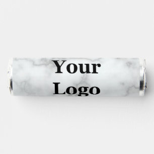 Business Logo Faux White Marble Elegant Template Breath Savers® Mints