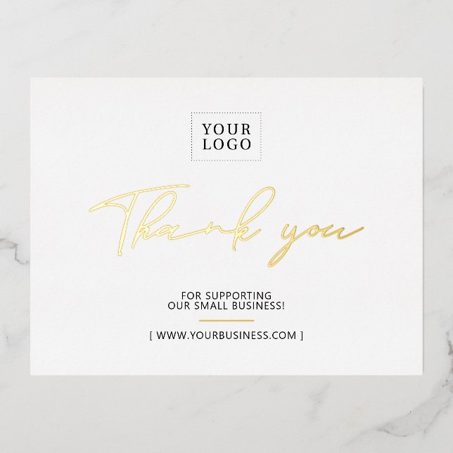 Business Logo Foil Thank you Package Insert Invitation Postcard (Front)