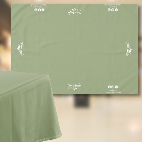 Business Logo Follow Us Social Media Sage Green Tablecloth
