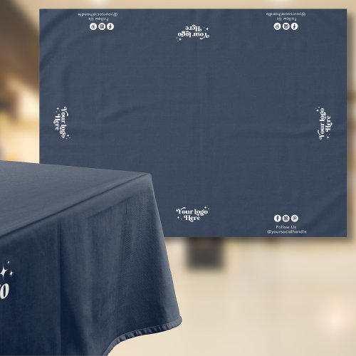 Business Logo Follow Us Social Show Display Blue Tablecloth
