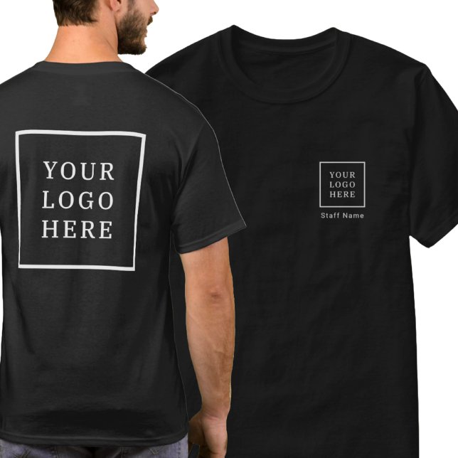 Business Logo (front and back) Staff Name Company T-Shirt (Creator Uploaded)