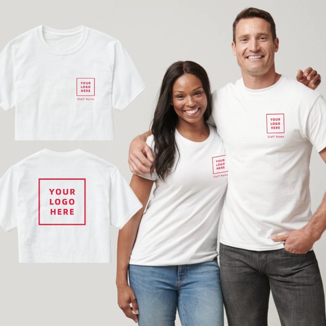 Business Logo (front & back) Staff Name Company T-Shirt (Creator Uploaded)